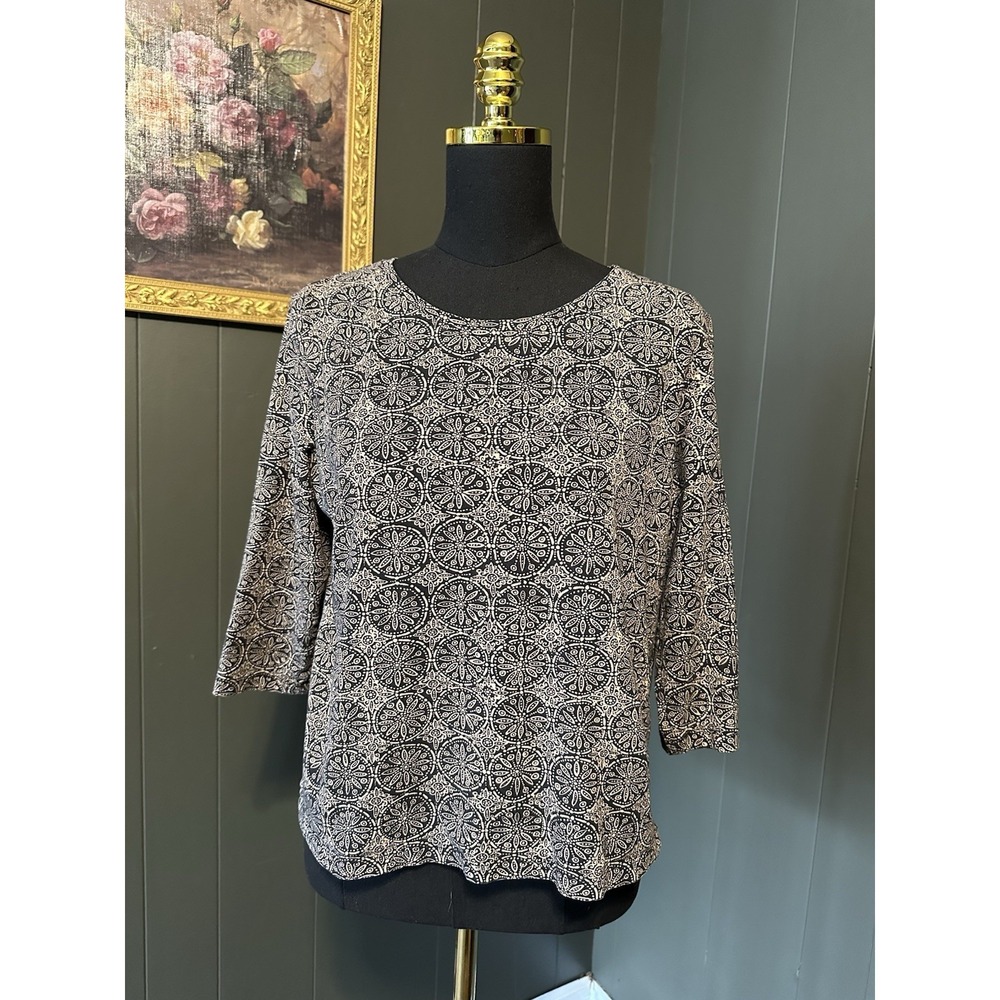 Charter Club Petites 1/2 Sleeve Basic Printed Nautical Top PL Petite Large‎
